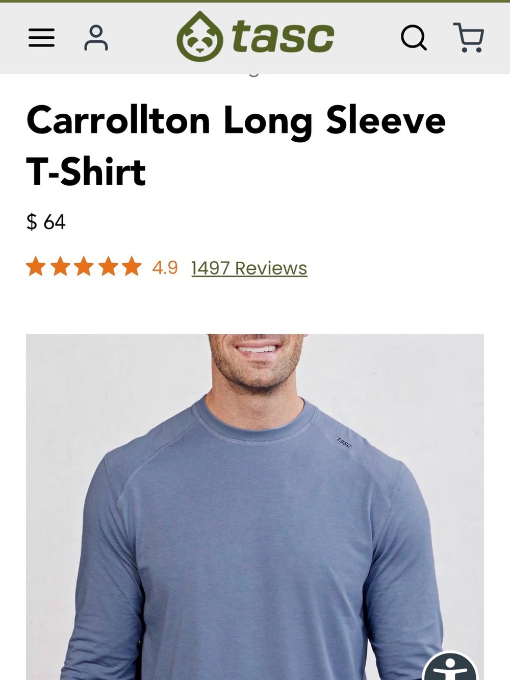 Tasc Green Men’s Carrollton Long Sleeve T-Shirt - Large